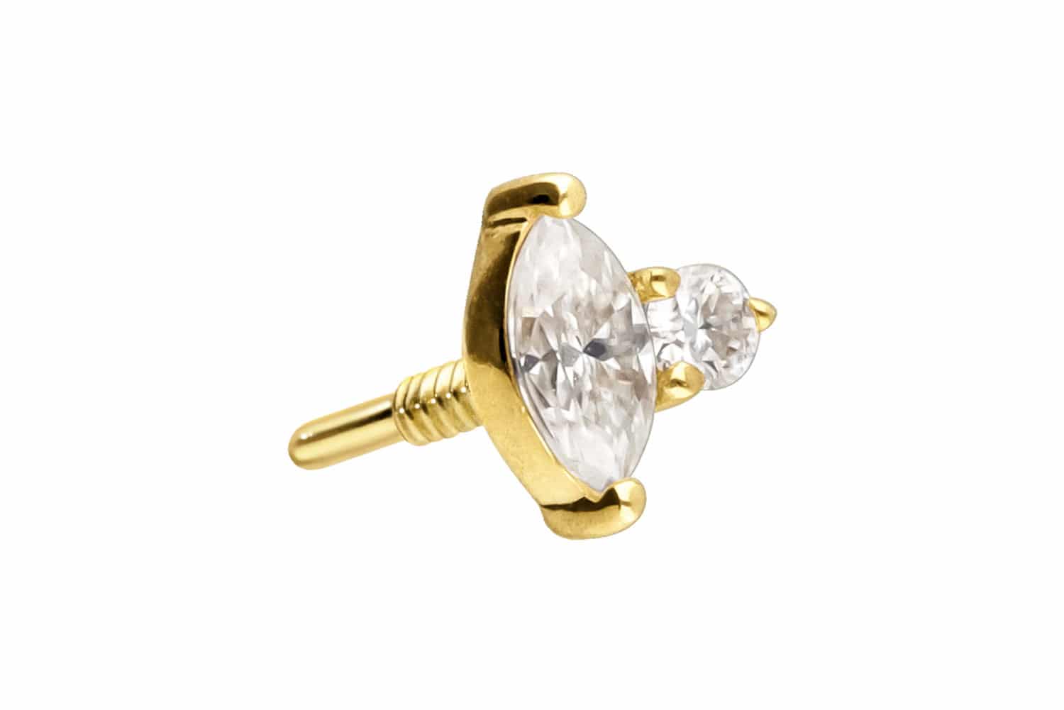 14 Karat Gold Schraubaufsatz mit Außengewinde MOISSANIT-DESIGN von Piercingline